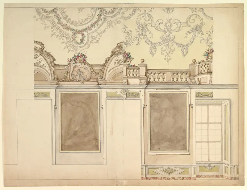 Two  Alternate Elevations for an Interior Wall Wall Art by Anonymous, Italian, Piedmontese, 18th century - High-Resolution Digital Print