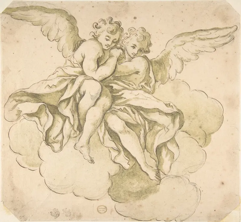 Two Angels Wall Art by Anonymous, Italian, Roman-Bolognese, 17th century - High-Resolution Digital Print