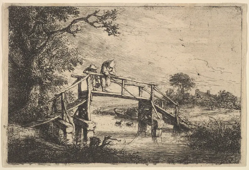 Two Anglers on a Bridge Wall Art by Adriaen van Ostade - High-Resolution Digital Print