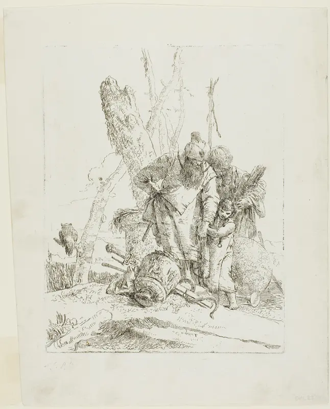Two Astrologers and a Boy, from Scherzi Wall Art by Giovanni Battista Tiepolo - High-Resolution Digital Print