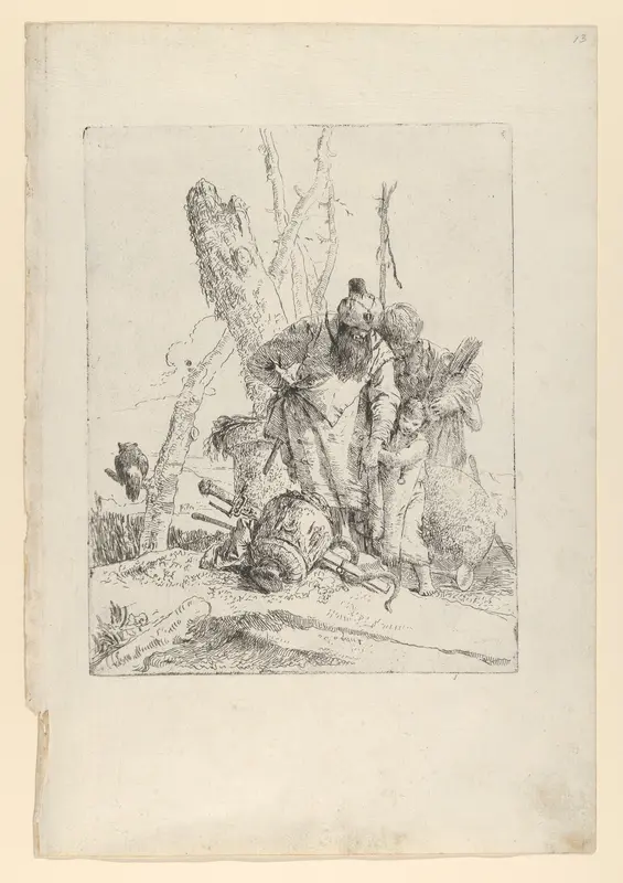 Two astrologers and a boy, from the Scherzi Wall Art by Giovanni Battista Tiepolo - High-Resolution Digital Print