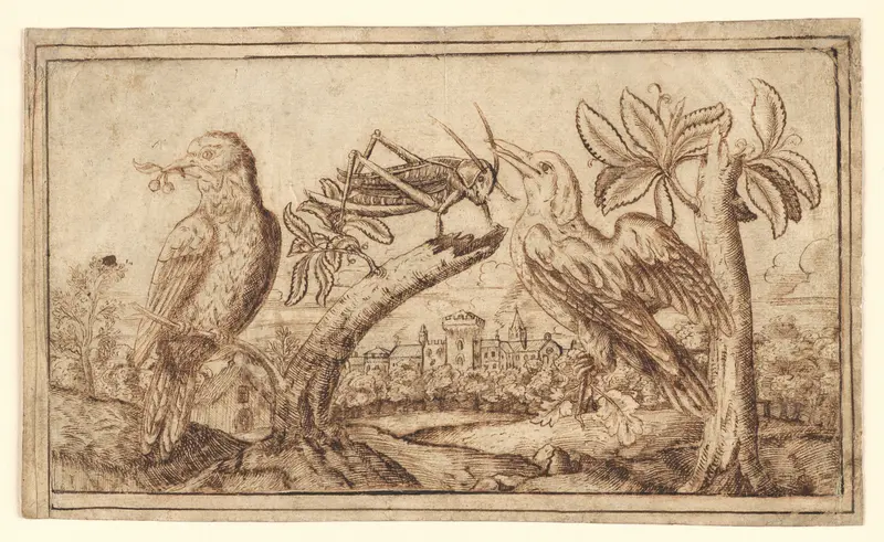 Two Birds and a Cricket Wall Art by Flanders - High-Resolution Digital Print