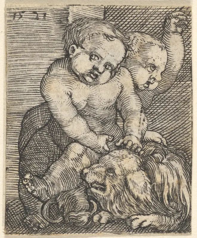 Two Boys Playing with a Dog Wall Art by Barthel Beham - High-Resolution Digital Print