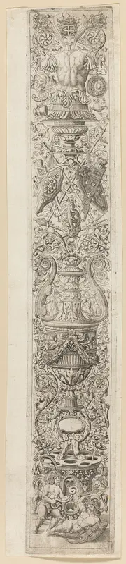 Two Children Wearing Helmets, plate three of Twelve Ornament Panels Wall Art by Giovan Pietro Birago - High-Resolution Digital Print