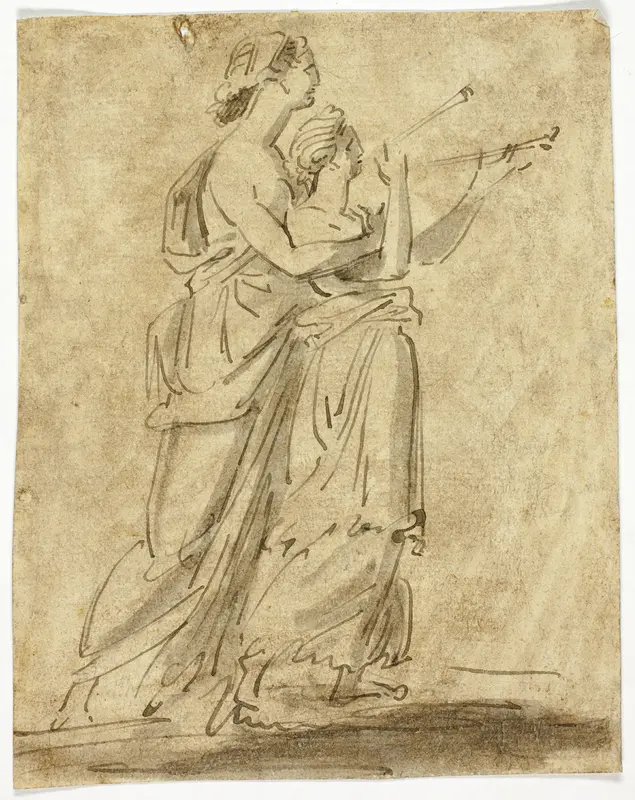 Two Classical Female Figures Wall Art by Unknown - High-Resolution Digital Print
