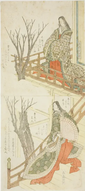 Two Court Ladies Admiring Cherry Blossoms