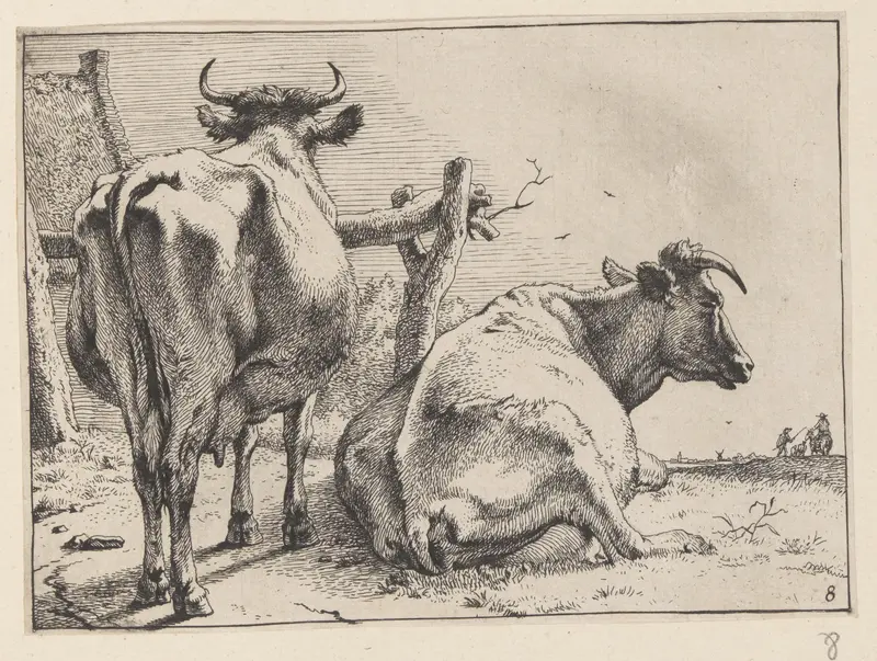 Two Cows Seen from Behind, from Various Oxen and Cows Wall Art by Paulus Potter - High-Resolution Digital Print