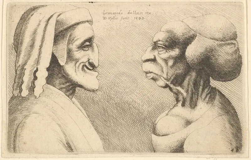 Two deformed heads (the figure on the left is possibly a caricature of Dante) Wall Art by Wenceslaus Hollar - High-Resolution Digital Print