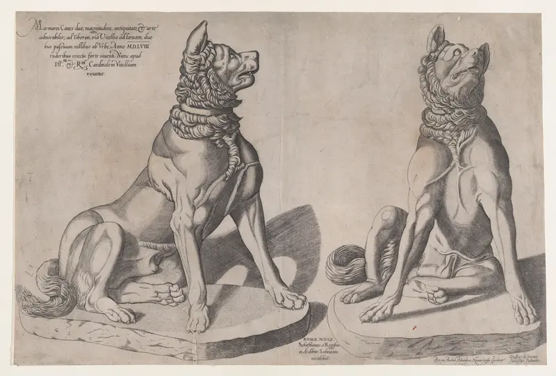 Two Dogs, from "Speculum Romanae Magnificentiae" Wall Art by Sebastiano di Re - High-Resolution Digital Print