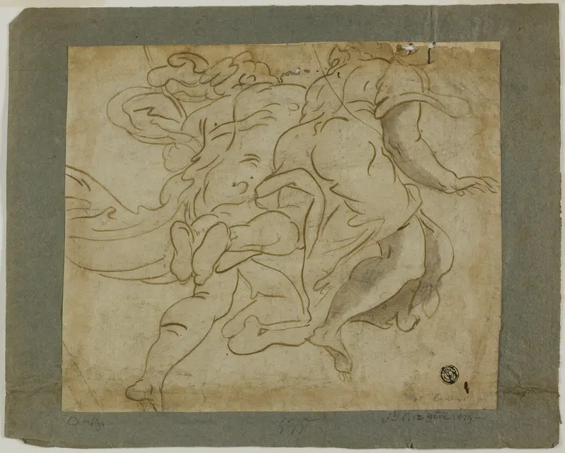 Two Figures Ascending Wall Art by Follower of Luca Cambiaso - High-Resolution Digital Print