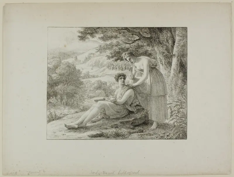 Two Figures in a Landscape Wall Art by Louis Hersent - High-Resolution Digital Print