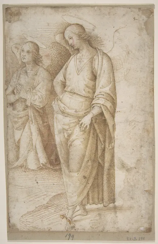 Two Figures of Angels Standing Wall Art by Perugino (Pietro di Cristoforo Vannucci) - High-Resolution Digital Print