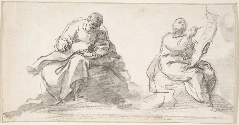Two Figures of Evangelists Writing Wall Art by Pedro Duque Cornejo - High-Resolution Digital Print