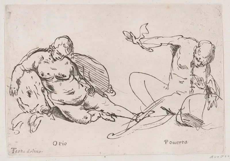 Two figures representing Sloth and Poverty Wall Art by Anonymous, 18th century - High-Resolution Digital Print