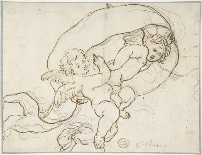 Two Flying Putti Wall Art by Anonymous, Italian, Roman-Bolognese, 17th century - High-Resolution Digital Print