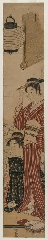 Two Geisha on a Balcony Wall Art by Torii Kiyonaga - High-Resolution Digital Print