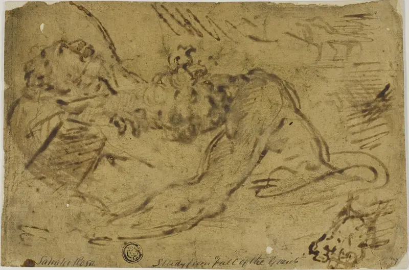 Two Grappling Figures Wall Art by Salvator Rosa - High-Resolution Digital Print