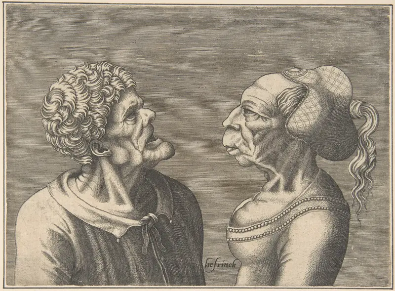 Two Grotesque Heads Wall Art by Hans Liefrinck - High-Resolution Digital Print