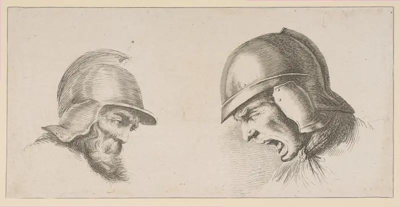 Two Heads of Old Soldiers Wall Art by Stefano della Bella - High-Resolution Digital Print