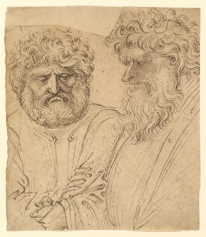 Two Heavily Bearded Men Wall Art by Stefano da Verona (Stefano di Giovanni d'Arbosio di Francia) - High-Resolution Digital Print