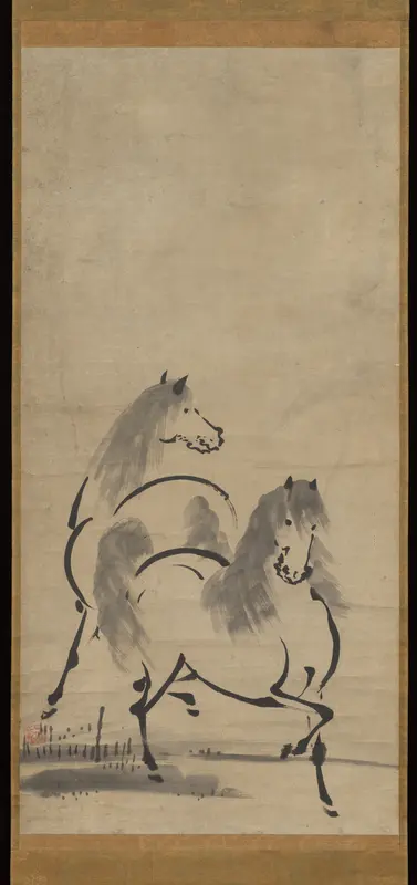 Two Horses Wall Art by Unkoku Tōetsu - High-Resolution Digital Print