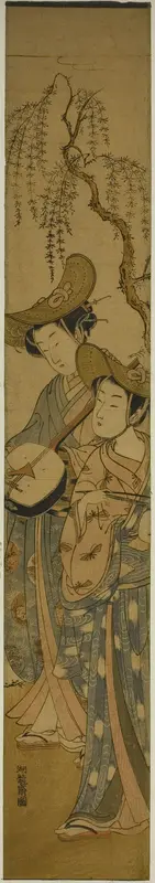 Two Itinerant Musicians under a Willow Tree