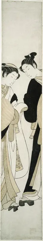 Two Komuso Wall Art by Suzuki Harunobu - High-Resolution Digital Print