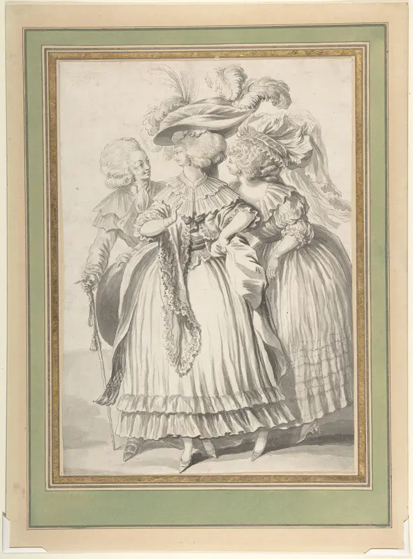 Two Ladies and a Gentleman Wall Art by Louis Binet - High-Resolution Digital Print