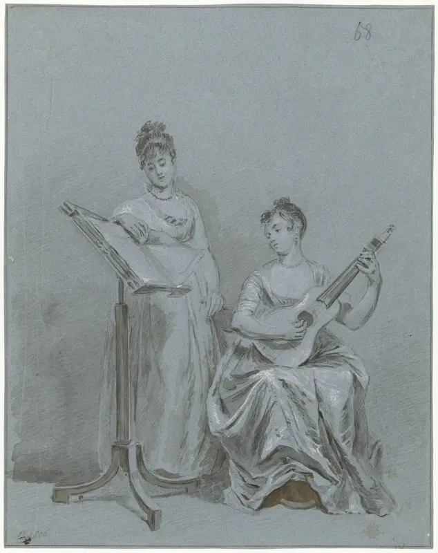 Two Ladies Making Music Wall Art by Charles Howard Hodges - High-Resolution Digital Print