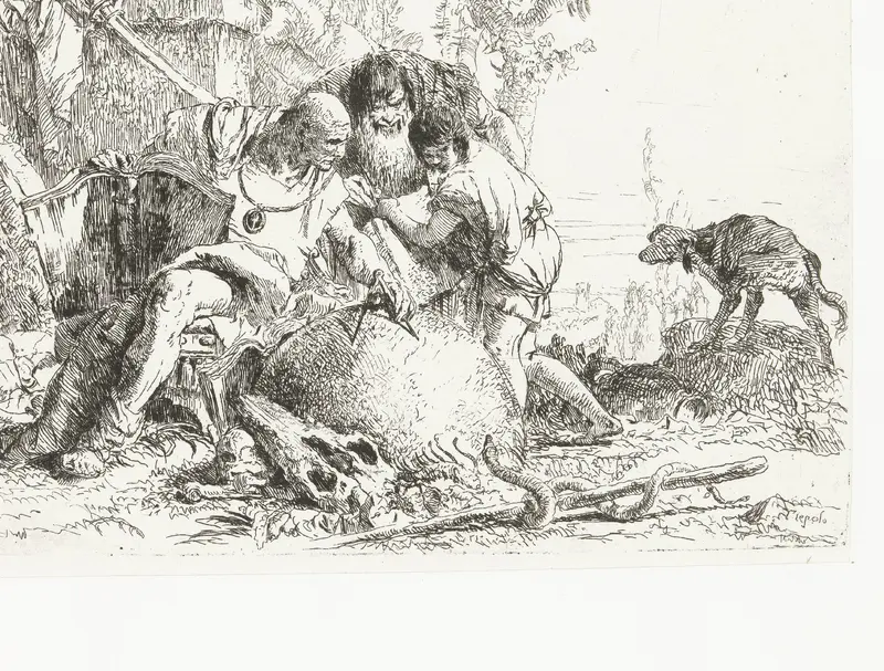 Two Magicians with a Compass and Globe, and a Boy and a Snake Wall Art by Unknown - High-Resolution Digital Print