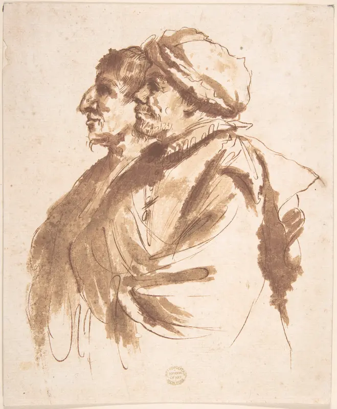 Two Men, Depicted Half-Length, in Profile Wall Art by Guercino (Giovanni Francesco Barbieri) - High-Resolution Digital Print