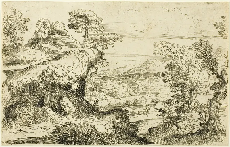 Two Men on a Mountain Top Wall Art by Giovanni Francesco Grimaldi - High-Resolution Digital Print