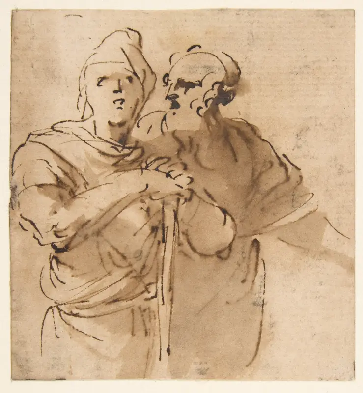 Two Men Seen Three- Quarter Length Wall Art by Salvator Rosa - High-Resolution Digital Print