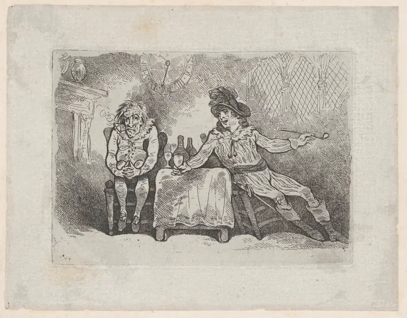 Two Men Smoking and Drinking (Charles and Jack Bannister in Henry IV, Part I) Wall Art by Thomas Rowlandson - High-Resolution Digital Print