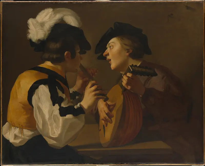 Two Musicians Wall Art by Dutch (Utrecht Caravaggist) Painter, 17th century - High-Resolution Digital Print