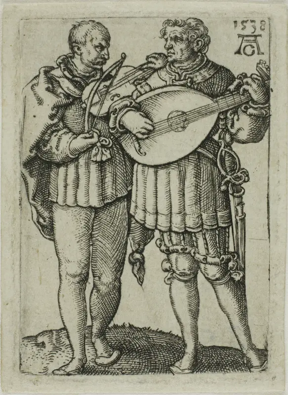 Two Musicians Playing the Violin and the Lute, plate one from the Small Wedding Dancers