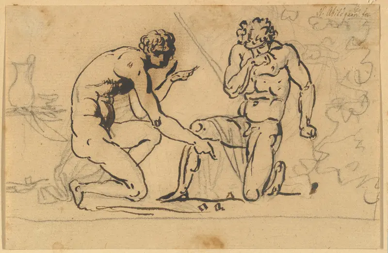 Two Nude Men Playing with Dice Wall Art by Nicolai Abraham Abildgaard - High-Resolution Digital Print