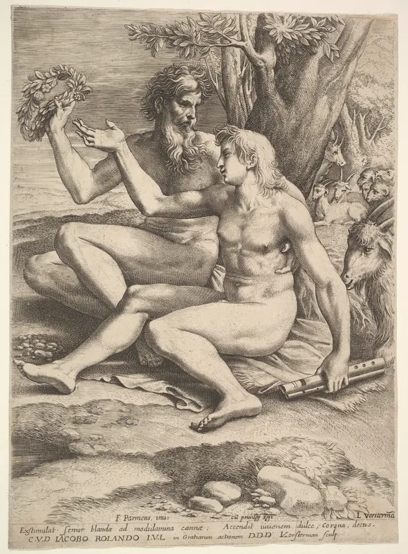 Two Nude Shepherds Wall Art by Lucas Vorsterman I - High-Resolution Digital Print