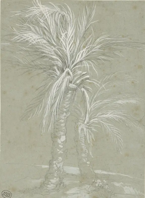 Two Palm Trees Wall Art by Mattia Preti - High-Resolution Digital Print
