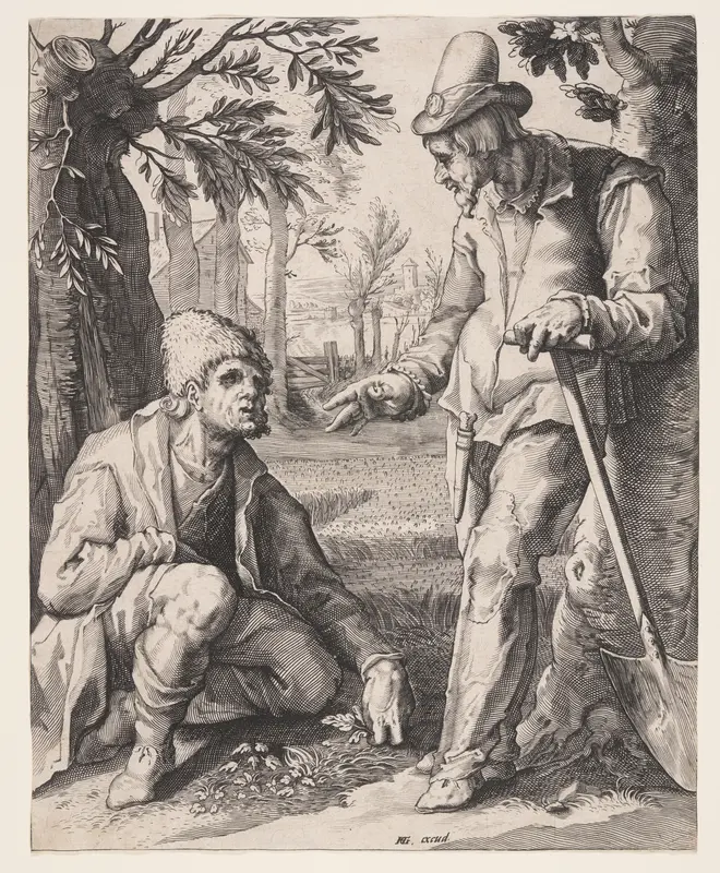 Two Peasants Wall Art by Jacob Matham - High-Resolution Digital Print