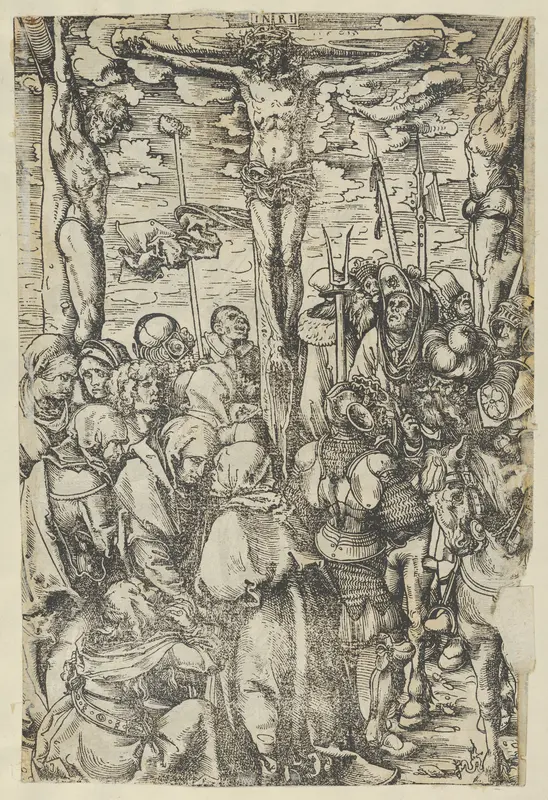 Two prints: The Crucifixion on recto and Christ Bearing the Cross on verso, from The Passion by Lucas Cranach the Elder - High-Resolution Digital Print