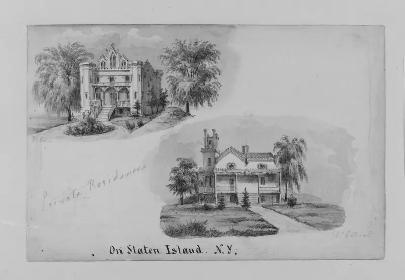Two Private Residence, Dr. Fadie Elliot, on Staten Island, New York Wall Art by Augustus Kollner - High-Resolution Digital Print
