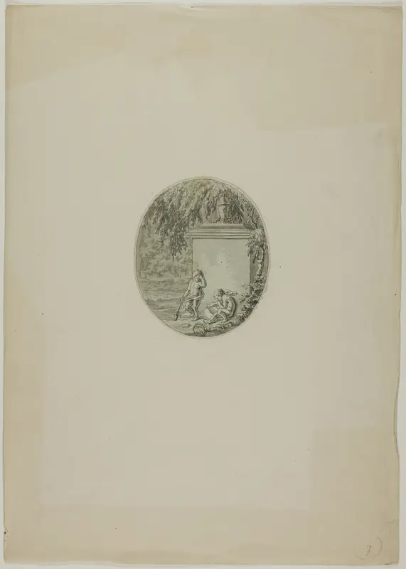 Two Putti by Funerary Monument Wall Art by Unknown artist - High-Resolution Digital Print