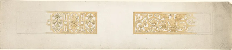 Two Rectangular Ornaments with Strapwork, Foliage and an Eagle Wall Art by John Gregory Crace - High-Resolution Digital Print