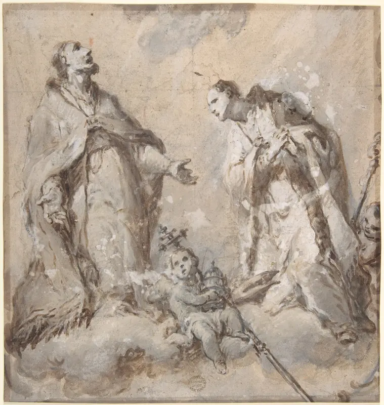 Two Saints (Pope and Bishop?) Wall Art by Anonymous, Italian, Roman-Bolognese, 17th century - High-Resolution Digital Print