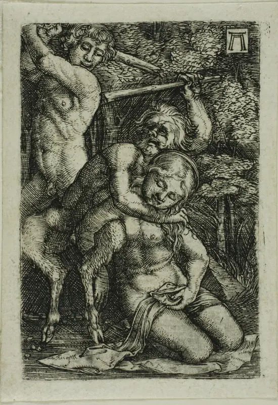 Two Satyrs Fighting Over a Nymph Wall Art by Albrecht Altdorfer - High-Resolution Digital Print
