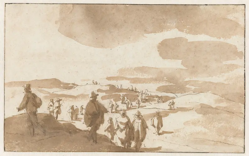Two Sketches of Figures on the Dunes near Scheveningen Wall Art by Jan de Bisschop - High-Resolution Digital Print