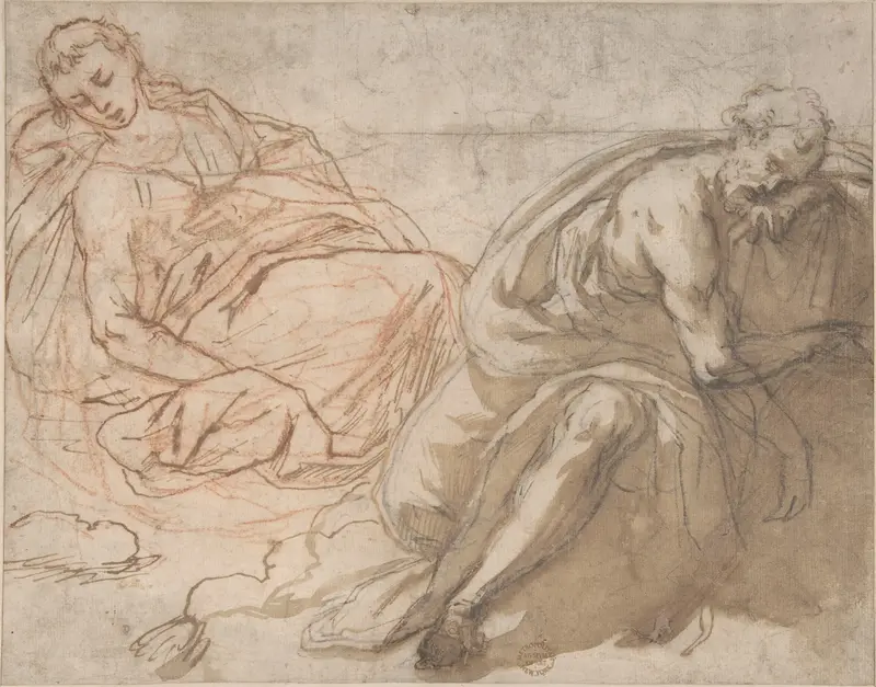 Two Sleeping Figures Wall Art by Anonymous, Italian, Roman-Bolognese, 17th century - High-Resolution Digital Print