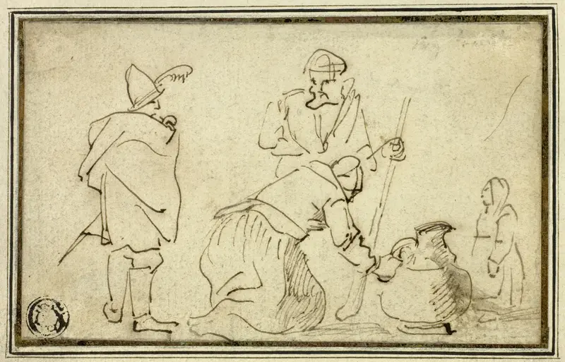 Two Soldiers, Woman with Jug and Child Wall Art by Adriaen Brouwer - High-Resolution Digital Print