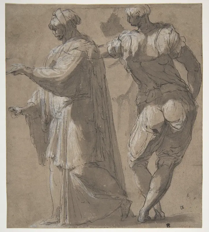 Two Standing Male Figures Wall Art by Perino del Vaga (Pietro Buonaccorsi) - High-Resolution Digital Print